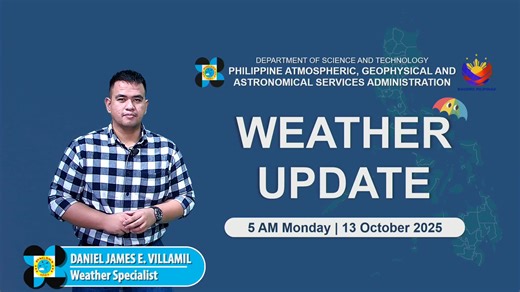 State weather bureau PAGASA gives a weather update as of 5 AM today, October 13, 2025. COURTESY: DOST-PAGASA | GMA News