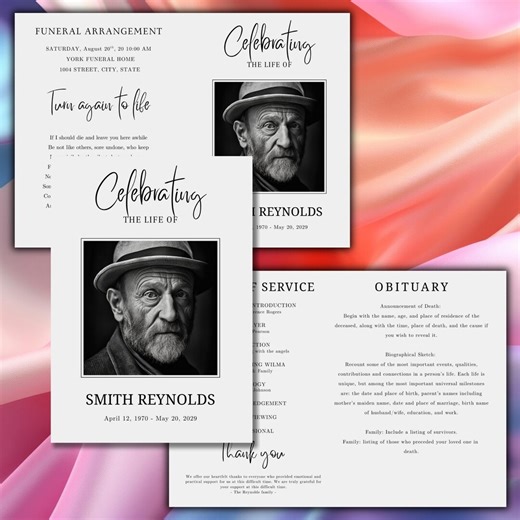 Minimalist Funeral Program Canva Template, Simple Foldable Memorial Order of Service, Funeral Service, Celebration of Life Digital Download - Etsy