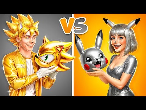 Gold Sonic vs Silver Pikachu! How to Escape from the Squid Game?