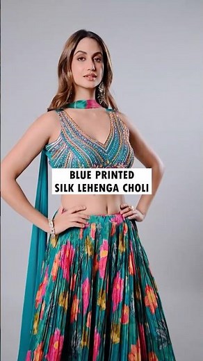 Blue Printed Silk Lehenga Choli | Perfect for Wedding Celebrations