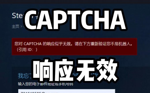 （CAPTCHA响应无效）steam更改密码提示这个怎么解决？