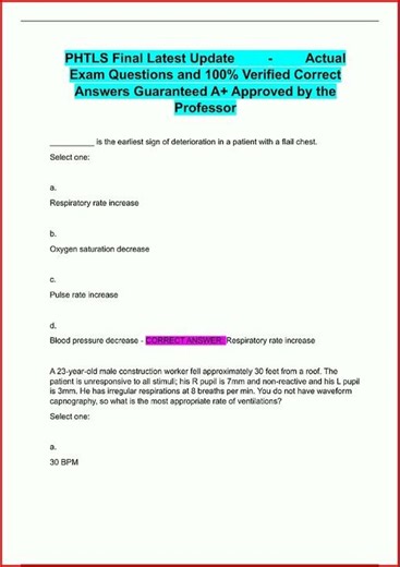 Phtls Final Latest Update Actual Exam Questions And 100 Veri video