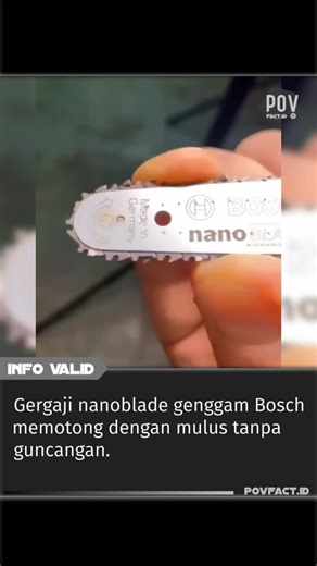 pov fact on Instagram: "Perkenalkan Bosch Advanced Cut 18—alat potong ringkas tanpa kabel yang ditenagai teknologi NanoBlade yang revolusioner. Berbeda dengan gergaji tradisional, alat ini dilengkapi rantai mikro putar mini yang memungkinkan pemotongan halus dan bebas getaran pada kayu dan plastik hingga ketebalan 65 mm. Baik Anda pemula maupun yang sudah berpengalaman, alat ringan ini menawarkan kontrol yang luar biasa, pengoperasian satu tangan yang presisi, dan pemotongan yang mudah tanpa per