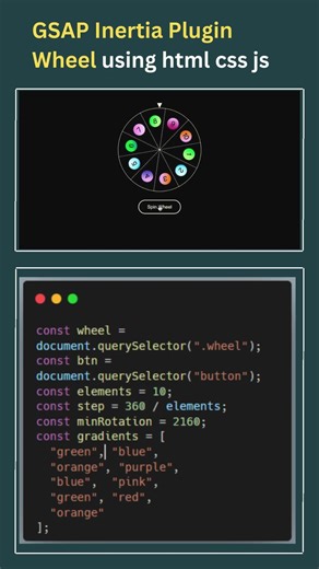GSAP Inertia Plugin Wheel | Smooth Physics‑Based Drag & Spin Animation