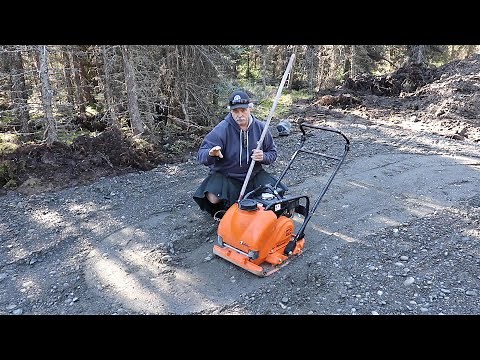How to use a plate compactor - Finishing the driveway #kiltinalaska