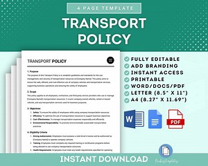 Transport Policy, Transportation Management Policy, Company Transport Guidelines, Transport Safety Policy, Transport Operations Plan - Etsy
