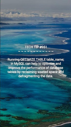 MySQL OPTIMIZE TABLE Command :: 2025-09-29 #shorts #TechTips #dotKey