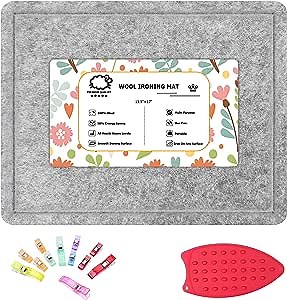Wool Pressing Mat for Quilting 17''x13.5'', 100% New Zealand Wool Ironing Mat For Quilters, Portable Wool Ironing Board of Retains Heat For Tabletop, Quilting & Sewing Notions Supplies,DIY Crafts Gift