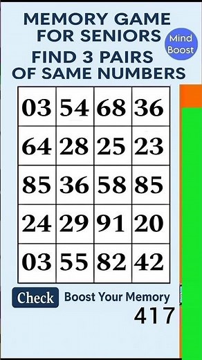 Brain Training Game for Seniors – Easy Focus Challenge | Match the Numbers