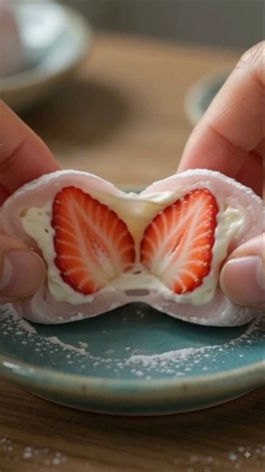 Mini Strawberry Mochi 🍓✨ | Tiny Japanese Dessert ASMR #Shorts