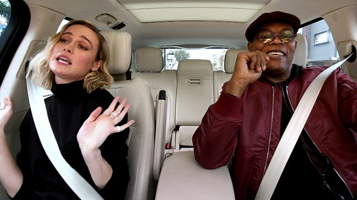 Brie Larson and Samuel L. Jackson singing Ariana Grande? Yes please! Catch a new FREE episode of Carpool Karaoke with the stars of Captain Marvel this Friday on your Apple TV app: apple.co/Carpool_Karaoke | The Late Late Show with James Corden