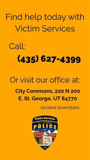 🔒 St. George Police Victim Services: Your Safety is Our Priority Our team is here to assist you with obtaining a Protective Order. There are five types available to suit different needs: Child Protective Order Workplace Protective Order Dating Violence Protective Order Sexual Violence Protective Order Cohabitant Protective Order Feeling safe is vital. If you have questions or need guidance on what options are available to you, please don't hesitate to reach out to us today at 435-627-4399. | St