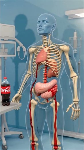 3d Animation | A realistic transparent human grabs a Coca #humananatomy #aiart #digestivesystemanato