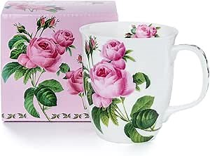 McIntosh Botanical Flowers Pink Rose Fine Bone China Java Mug
