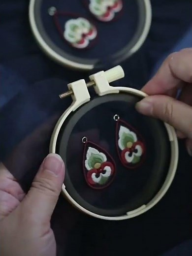 Mini Hand Embroidery Floral Earrings #diyembroidery