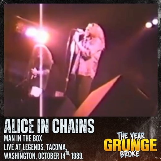7.5K views · 419 reactions | ALICE IN CHAINS - Man In The Box - ON THIS DAY, October 14th, 1989, Live at Legends, Tacoma, Washington. This footage was shot ten months before the release of Alice In Chains' debut album, Facelift, which hit shelves on August 21st, 1990, and two months before they began recording the album at London Bridge Studios in Seattle from December 1989 to March 1990. | The YEAR Grunge BROKE | Facebook
