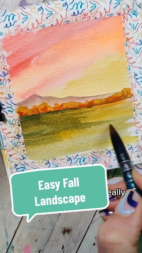 Easy 🍁🍂🍁🍂 Fall watercolor landscape! This is super adaptable to different seasons by changing the colors up, so if you're not in fall use brighter greenery! I used a size 3 quill brush, my watercolor sketchbook, and my unicorn food watercolors. #quickpainting #easyart #watercolorpractice #learnwatercolor #howtowatercolor #lowpressureart #funart #watercolor #fallwatercolor #falllandscape #easylandscape
