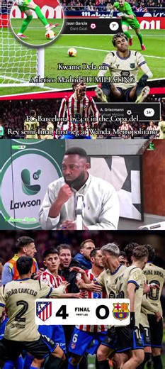 🚨🚨 |𝗔𝗡𝗔𝗟𝗬𝗦𝗜𝗦: 𝐀 𝐆𝐄𝐍𝐄𝐑𝐀𝐓𝐈𝐎𝐍𝐀𝐋 𝐓𝐇𝐑𝐀𝐒𝐇𝐈𝐍𝐆 🤟🥵🤟 Barcelona concede 𝙁𝙊𝙐𝙍 goals before HT for the first time since 2020 (2-8 vs Bayern) 😬 Atlético are very close to the Copa del Rey final, but still have to play the return leg at 3 March at the Camp Nou 🔴⚪️ Atletico Madrid are up 4-0 on Barcelona in the first leg of the Copa del Rey semifinals 😳 Barcelona have just a 3.76% chance of completing a comeback against Atlético Madrid in the second leg of the Copa del 