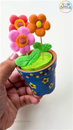 Hand painted Flower Pot & Flowers | Easy Handmade Craft Idea #handmade #craft #diy #easycraft