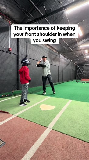 DM me for remote or in person lessons. . . Like Lance Berkman said “resisting rotation and the temptation to turn to the pull side” essential front shoulder closed and swing. . . #baseball #baseballdad #hittingdrills #baseballcoach