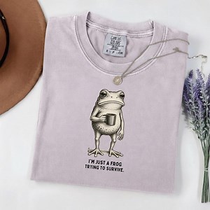 Comfort Colors® Unhinged Frog Trying to Survive Shirt, Meme Frog T Shirt for Frog Lovers, Quirky Animal Humor Tee, Sarcastic Toad Meme Top - Etsy Canada