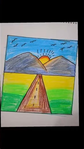 sunset drawing//how to draw sunset step by step