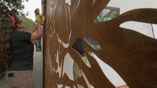 OUTDECO Galaxy 3 ft. x 6 ft. Oxy-Shield Weathered Steel Decorative Screen Panel in Rust with 6-Screws OXY003