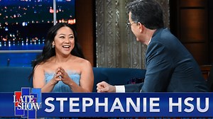 16K views · 544 reactions | “Everything Everywhere All at Once” star Stephanie Hsu makes her late night television debut on The Late Show and shares a quote from Courtney Love that inspired her vibe for all the big awards shows this year. The film is streaming now on Showtime. | The Late Show with Stephen Colbert | Facebook