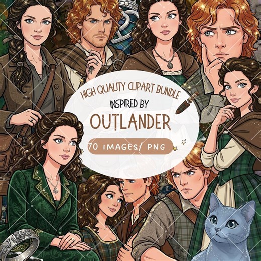 Outlander Inspired Clipart Bundle | 70 PNG, Historical Romance, Glitter Art (digital Download) - Etsy