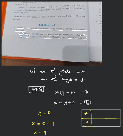 Plot the points and as shown in Fig. 3.2. The two lines interse... | Filo