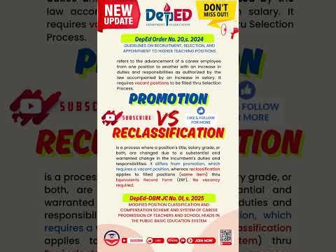 PROMOTION vs RECLASSIFICATION in DepEd