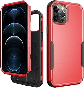 Phone Case Commuter for iPhone 12 Pro Max, Anti-Fall Shockproof Commuter Case 12 Pro Max, red
