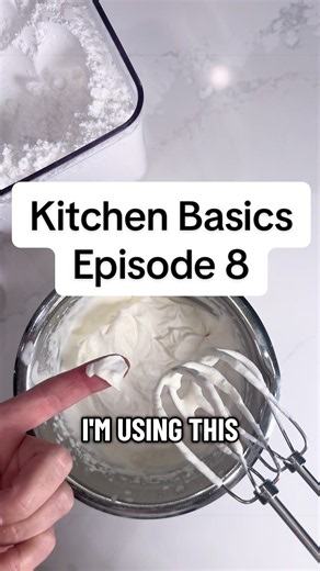 Homemade whipped cream in just 2 minutes with only 3 ingredients: heavy whipping cream, powdered sugar and vanilla! Whip everything together until light, fluffy peaks form—just be careful not to overmix. It’s one of those easy baking basics everyone should know and such a simple way to elevate cakes, pies, cobblers, hot chocolate, coffee or a bowl of fresh berries. This is part of my Kitchen Basics series, where we learn to cook and learn to bake one simple skill at a time. Save this easy homema