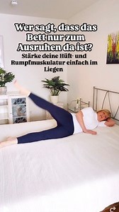 Nutze das Bett für mehr als nur Schlaf! Diese 3 Übungen helfen dir, deine Hüftmuskulatur zu stärken und die Rumpfstabilität zu verbessern und du musst noch nicht mal aufstehen. Für die optimale Wirkungsweise empfehle ich dir die Übungen 1 - 2 x täglich. Wenn dir die Übungen gefallen haben, freue ich mich über ein "JA" als Kommentar. #seniorfitness #Hüftbeweglichkeit #Rumpfstabilität #coreworkout | Foreveractive50plus