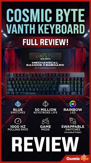 Cosmic Byte Keyboard Vanth #keyboard #rgbkeyboard #cosmicbyte #gamingkeyboard #blueswitch #ytshorts