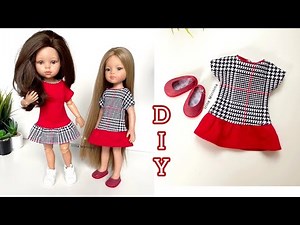 Dress for a doll with a jersey frill. Pattern + How to sew with your own hands for Paola Reina