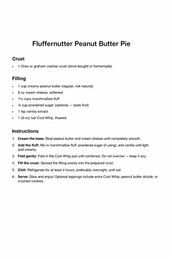 Fluffernutter… but make it PIE 😍 Creamy peanut butter, marshmallow fluff, whipped topping, and a peanut butter drizzle. No bake. Foolproof. #peanutbutter #nobake #desserttiktok #dessertsoftiktok #baking
