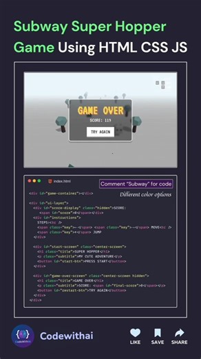 Code a 3D-Style Endless Hopper Game🐰💨#viral#shorts#games#coding#level#animation#python#ai#tech#css