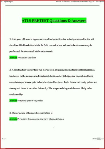 Atls Pretest Actual Exam Newest Questions And Verified Answeupdate video