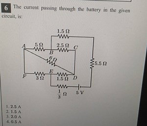6The current passing through the battery in the givencircuit,... | Filo