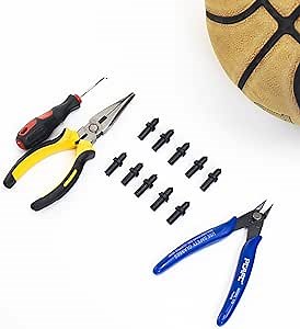 10 Basketball Valves & Leak Repair Kit - Ball Doctor for Inflatable Balls (Nozzle, Needle-Nose Pliers, Crochet Hook, Diagonal Pliers) - for Basketball, Football, Volleyball and More
