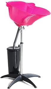 Hair Washing Sink, Portable Salon Deep Shampoo Basin Sink Hair Washing Bowl Shampoo Basin with Drain Hose for Home Barber Shop Salon Max Height 54Inch (Purple)