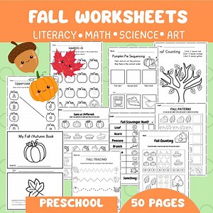 Fall Activity Worksheets: Preschool Literacy, Math & Art (printable) - Etsy Canada