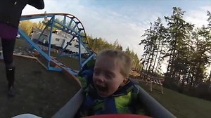 Kid Rides Homemade Backyard Roller Coaster for First Time