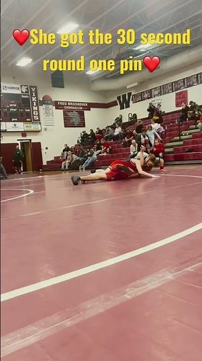 Middle school girl pins boy in 30 seconds.