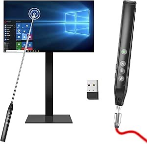 [for Touch Screen] Presentation Clicker with Telescopic Pointer Stick Stylus Pen & Laser Pointer for Touch Screen Smart Board Promethean Board Pen Smartboard Clicker Remote Classroom/Office USB-A