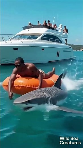 Man Relaxing on Inflatable Gets the Shock of His Life! 😱🦈