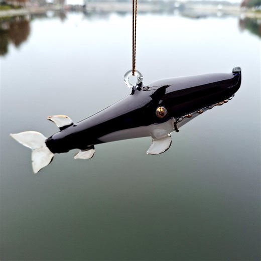 Mouth Blown Glass Whale Ornament | Ocean Sea Life Decor | Coastal Decor & Gift - Etsy