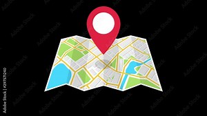 Navigation map and red checkpoint icon. Looped animation with alpha channel. 4K resolution. Stock Video