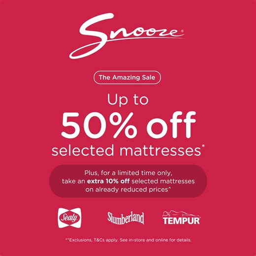 16K views · 24 reactions | Save up to 50% off selected mattresses and 30% off selected bed frames* Plus, for a limited time only, take an extra 10% off selected mattresses and bed frames on already reduced prices^ *^Exclusions, T&Cs apply. See in-store and online for details. | Snooze | Facebook